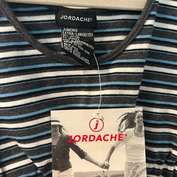Jordache Blue and White Ruched Crop Tank Top - Picture 3 of 3
